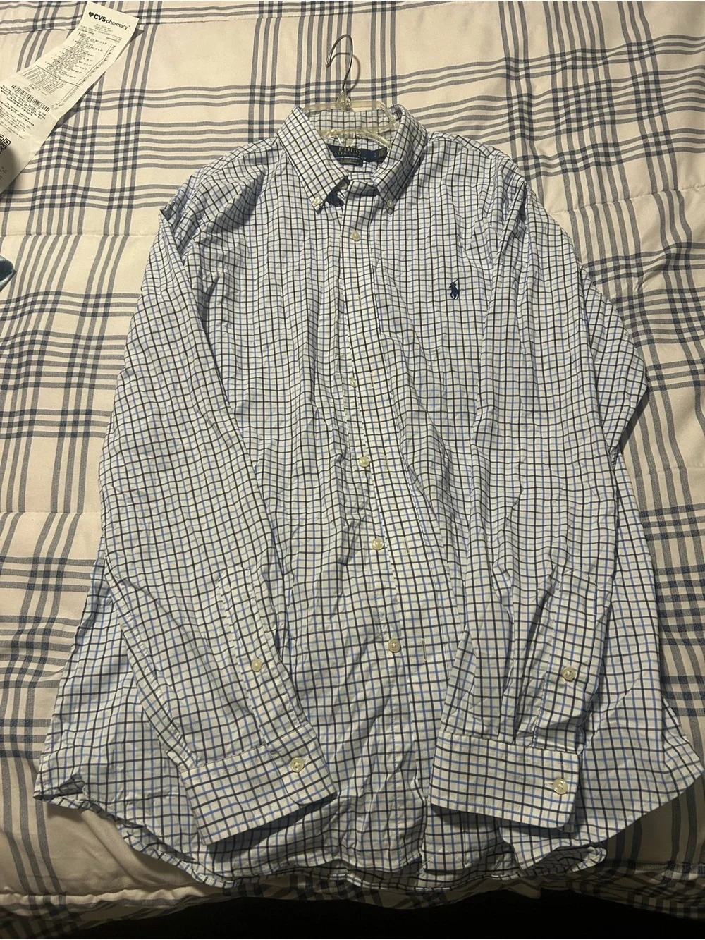 Polo by Ralph Lauren White and Blue Windowpane Button-Down Shirt